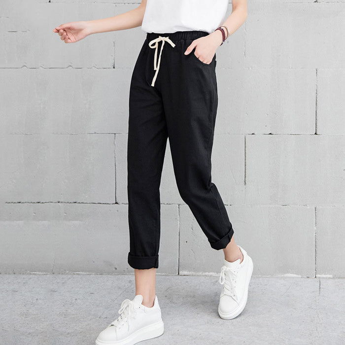 Elastic Waist Cotton Linen Pants