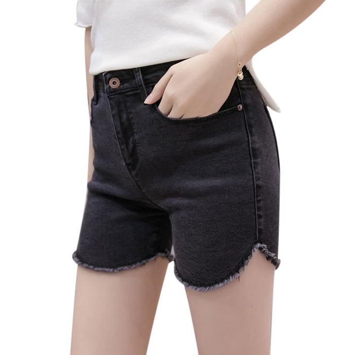 Black High Waist Denim Shorts