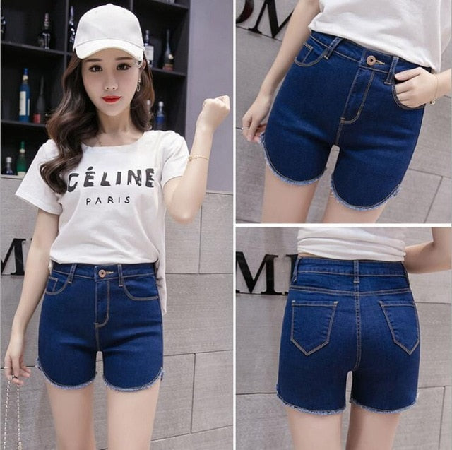 Black High Waist Denim Shorts