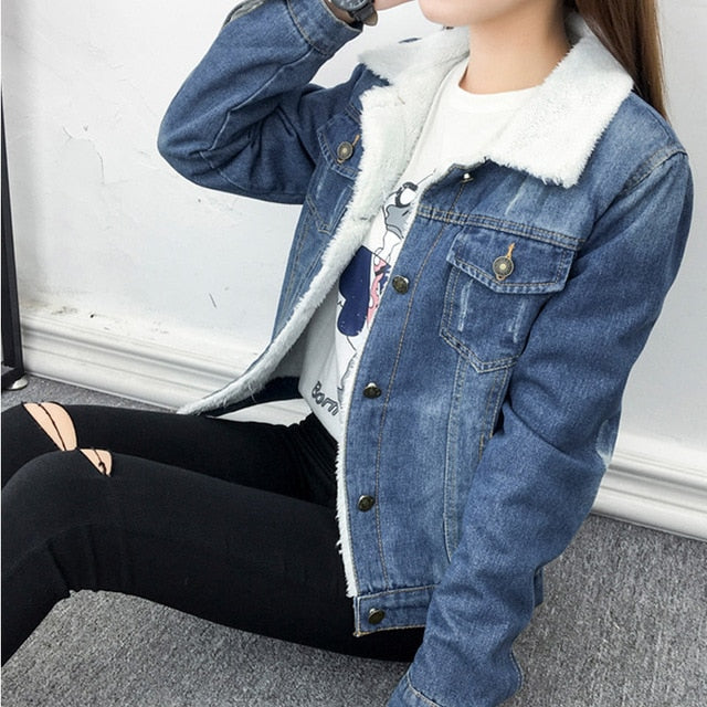 Warm Fleece Jeans Jacket