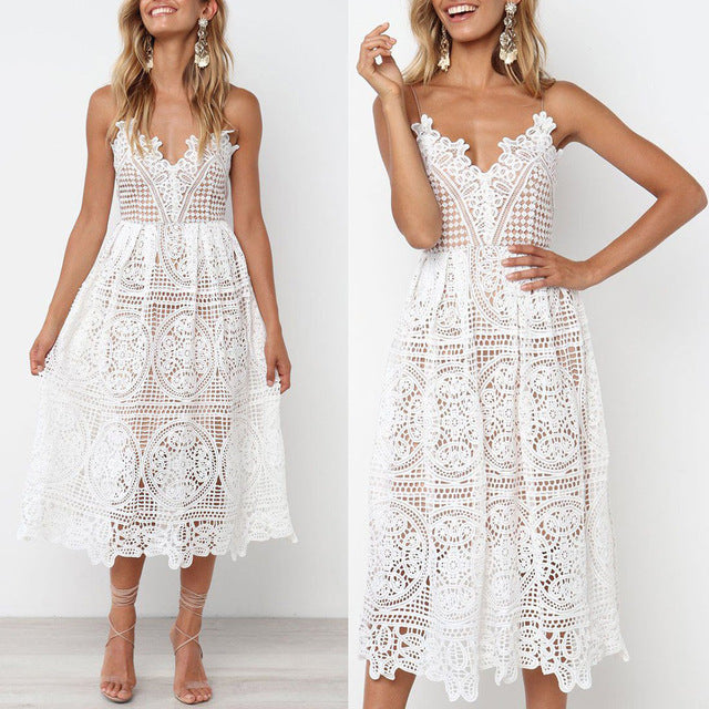 Hollow White Dress