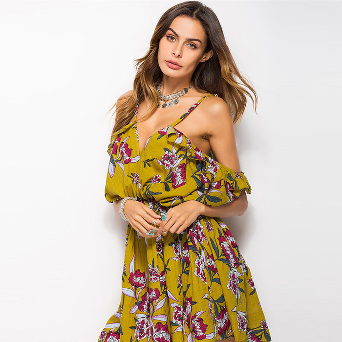 Sleeveless Print Loose Mini Dresses