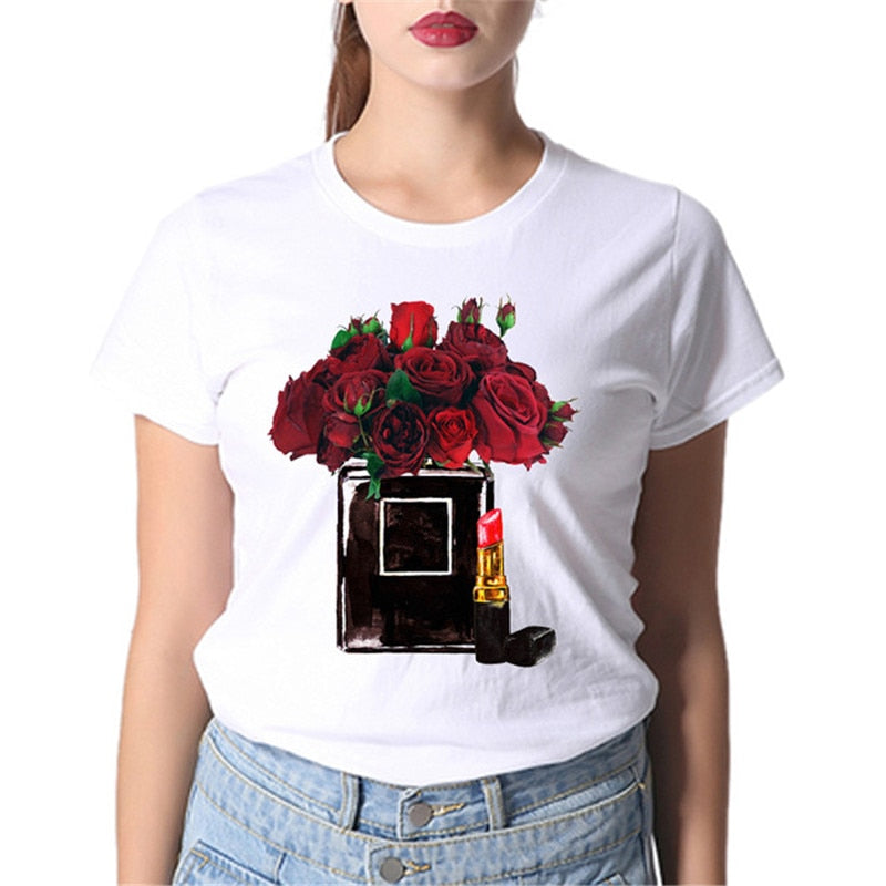 Vogue Style Neck White T Shirt