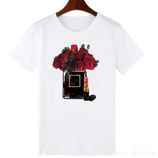 Vogue Style Neck White T Shirt