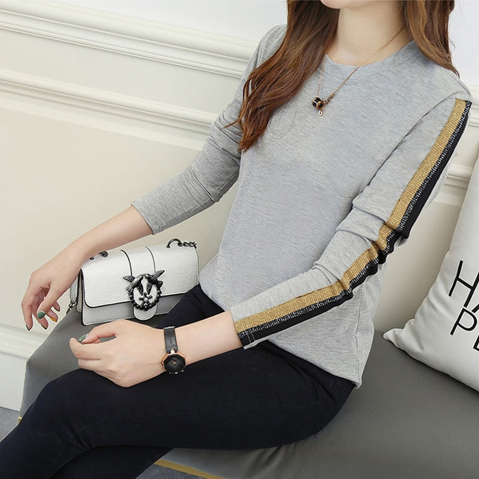 Gray Stripe Long Sleeve T Shirts