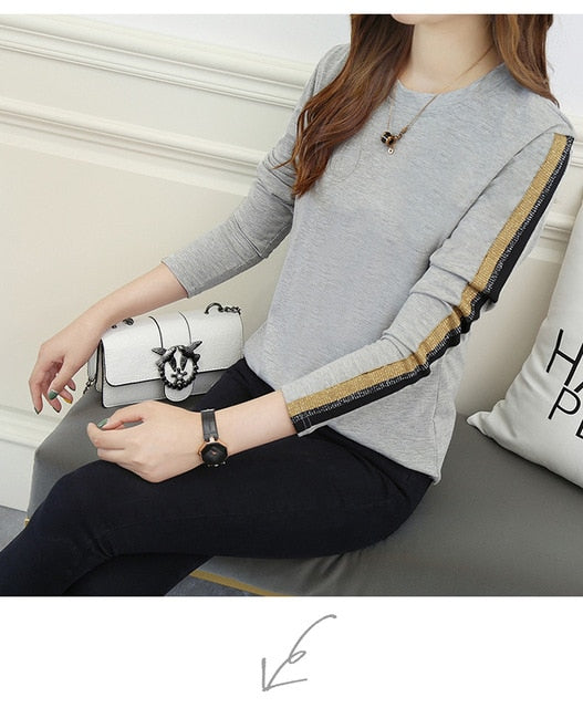 Gray Stripe Long Sleeve T Shirts