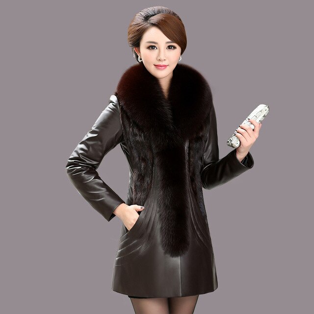 Fox Fur Collar Sheepskin Down Jacket